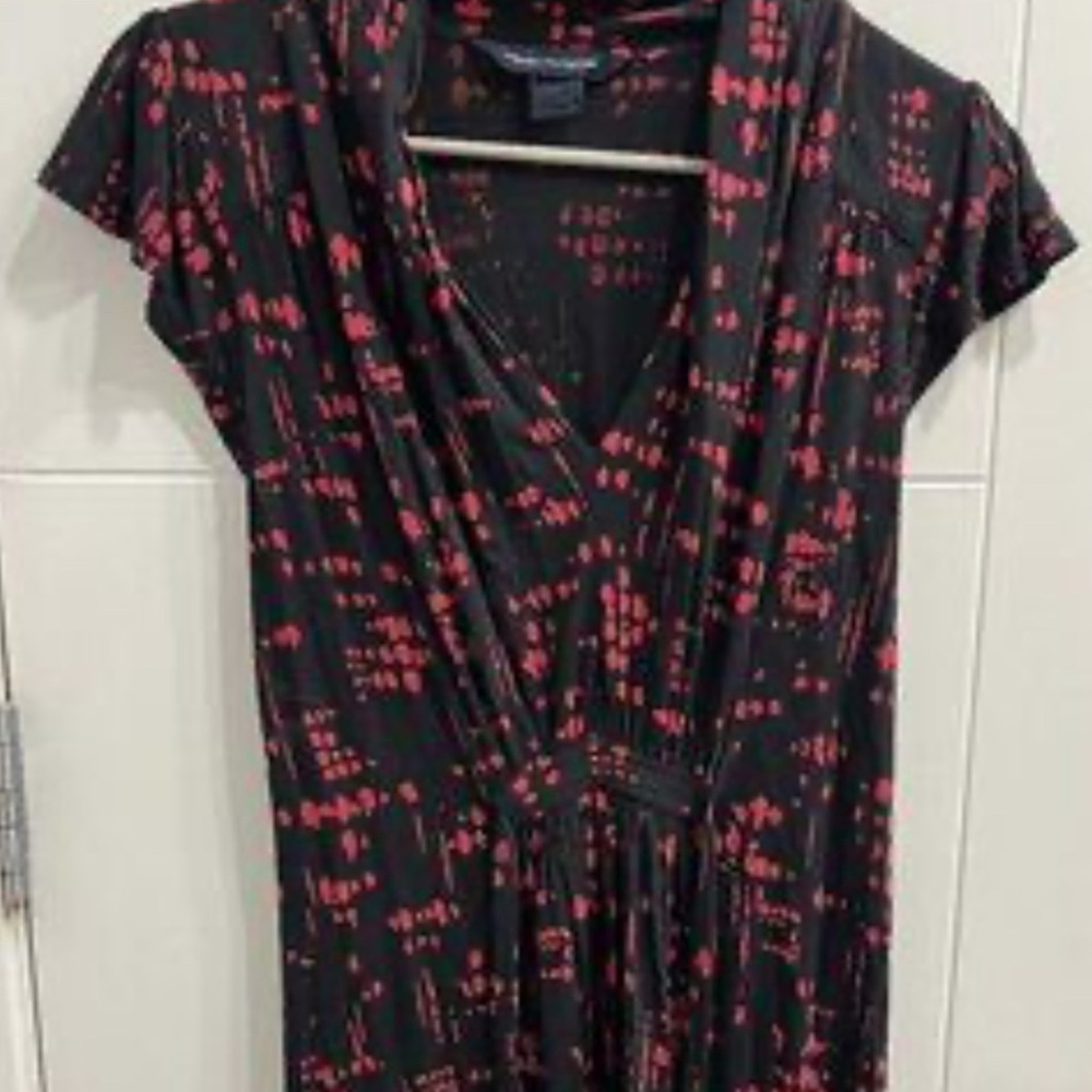 French Connection Black and Red Abstract Dress